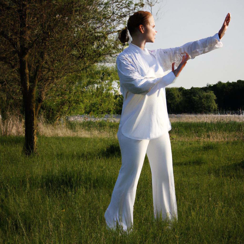 Person practicing Tai Chi outdoors